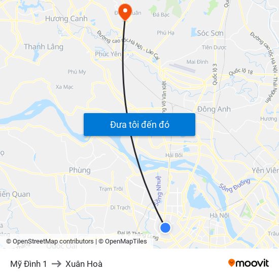 Mỹ Đình 1 to Xuân Hoà map