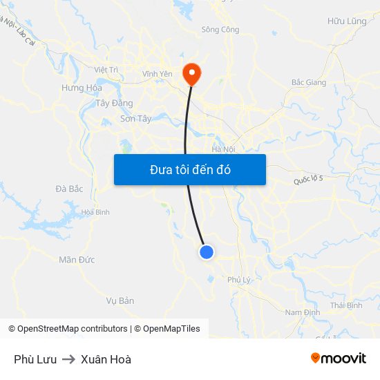 Phù Lưu to Xuân Hoà map