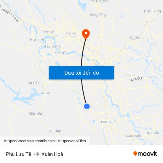 Phù Lưu Tế to Xuân Hoà map