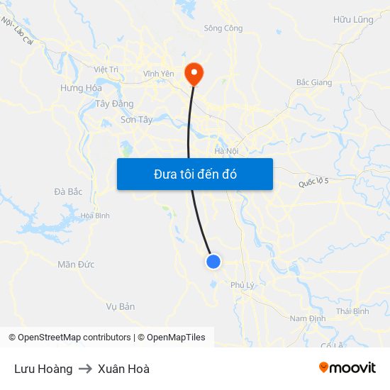 Lưu Hoàng to Xuân Hoà map