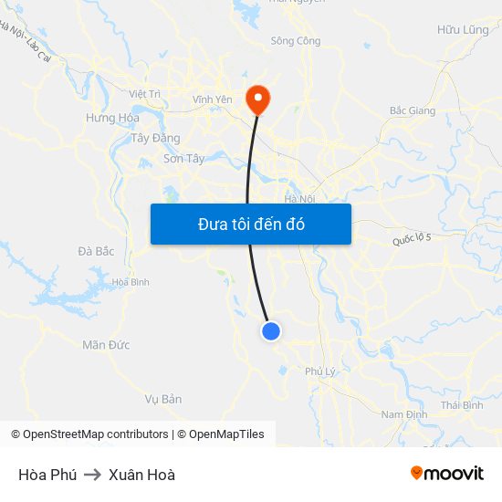 Hòa Phú to Xuân Hoà map