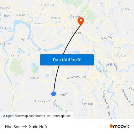 Hòa Sơn to Xuân Hoà map