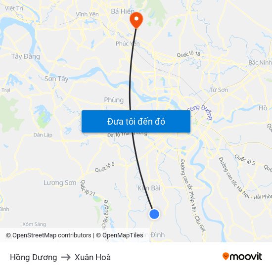 Hồng Dương to Xuân Hoà map