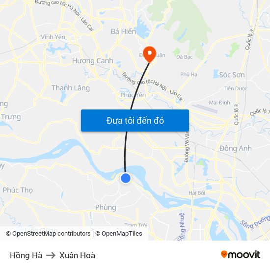 Hồng Hà to Xuân Hoà map