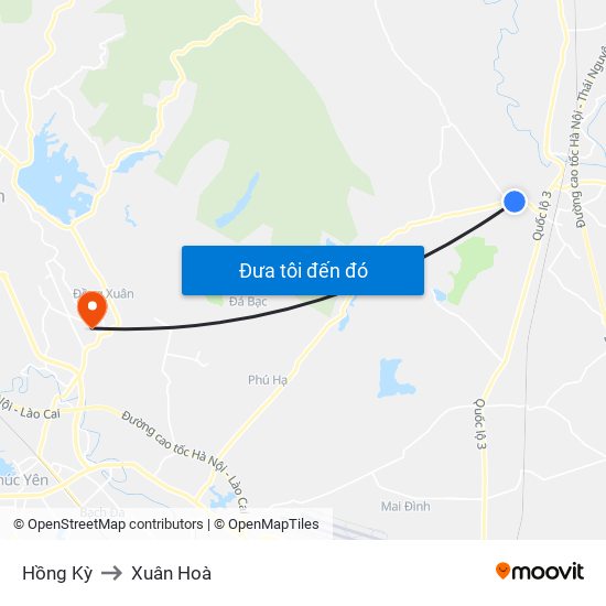 Hồng Kỳ to Xuân Hoà map