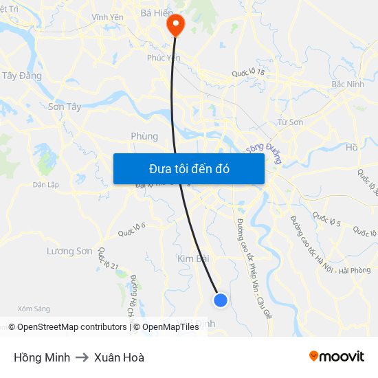 Hồng Minh to Xuân Hoà map