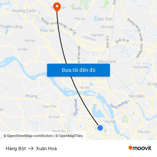 Hàng Bột to Xuân Hoà map