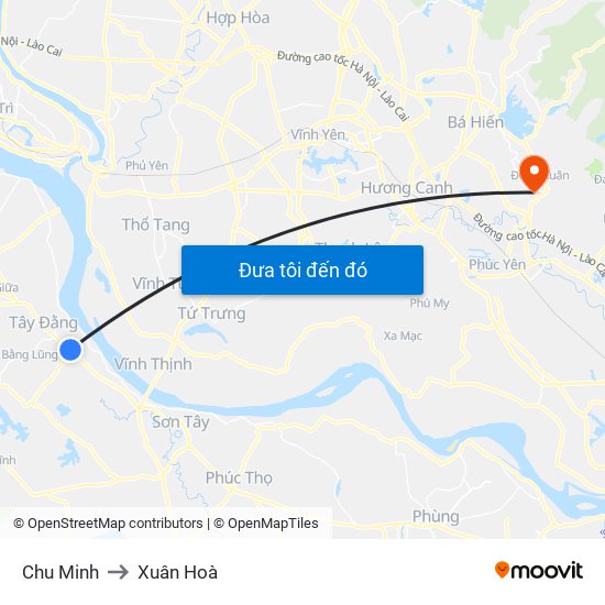 Chu Minh to Xuân Hoà map