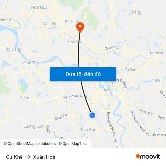 Cự Khê to Xuân Hoà map