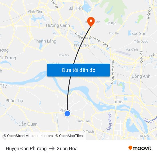 Huyện Đan Phượng to Xuân Hoà map