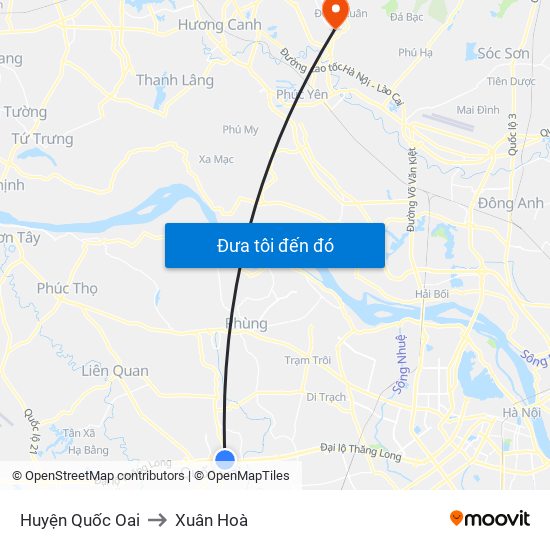 Huyện Quốc Oai to Xuân Hoà map