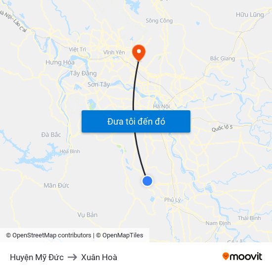 Huyện Mỹ Đức to Xuân Hoà map