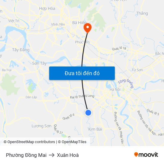Phường Đồng Mai to Xuân Hoà map