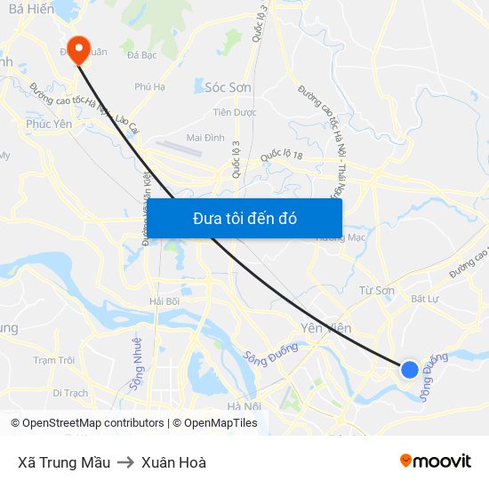 Xã Trung Mầu to Xuân Hoà map