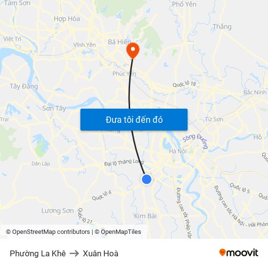 Phường La Khê to Xuân Hoà map