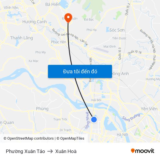 Phường Xuân Tảo to Xuân Hoà map