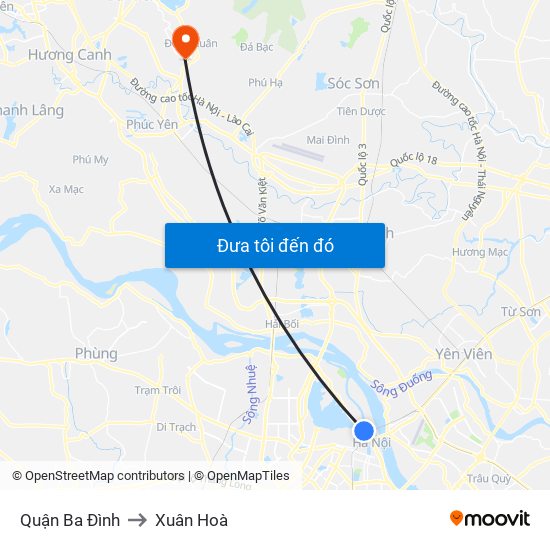 Quận Ba Đình to Xuân Hoà map