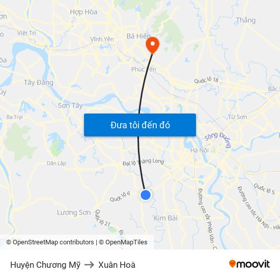 Huyện Chương Mỹ to Xuân Hoà map