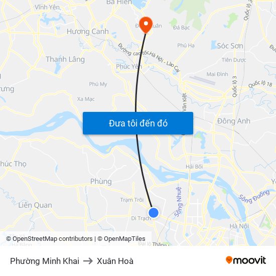 Phường Minh Khai to Xuân Hoà map