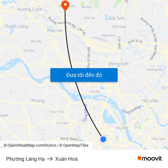 Phường Láng Hạ to Xuân Hoà map