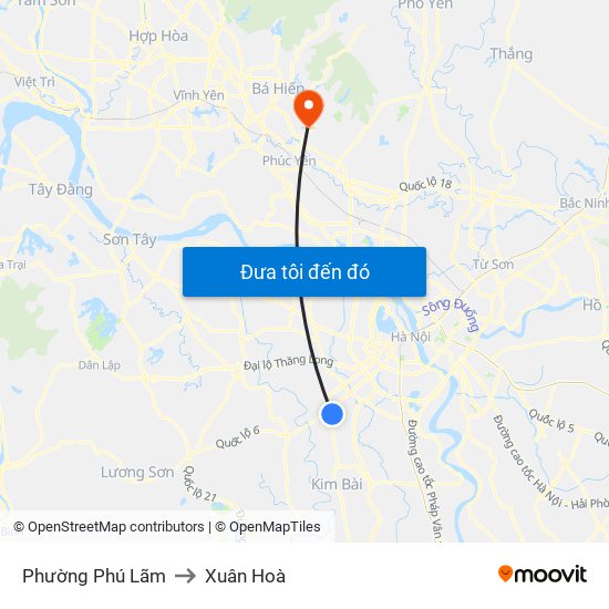 Phường Phú Lãm to Xuân Hoà map