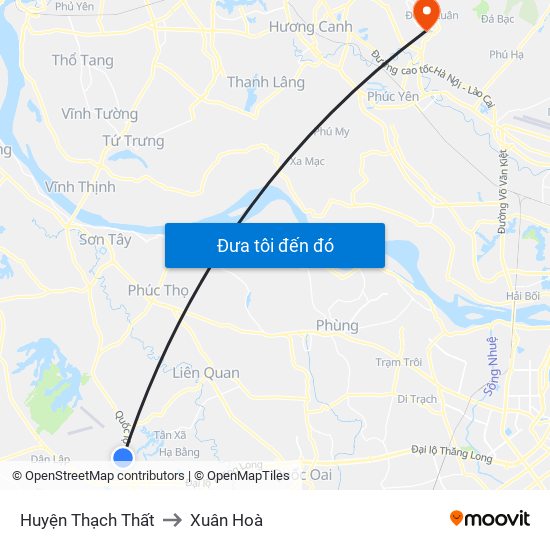 Huyện Thạch Thất to Xuân Hoà map