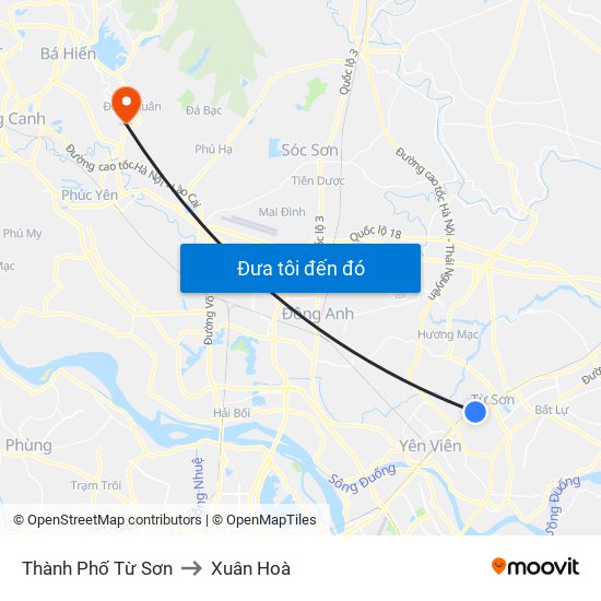 Thành Phố Từ Sơn to Xuân Hoà map