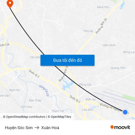 Huyện Sóc Sơn to Xuân Hoà map