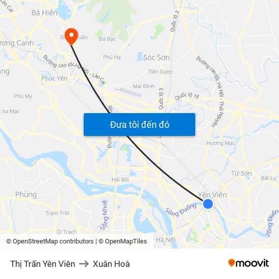 Thị Trấn Yên Viên to Xuân Hoà map