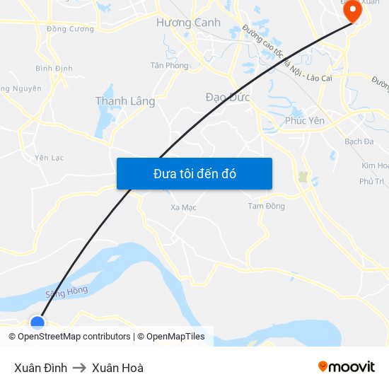 Xuân Đình to Xuân Hoà map