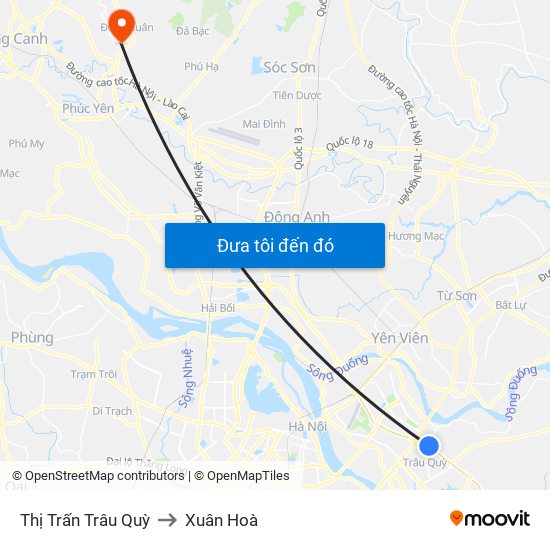 Thị Trấn Trâu Quỳ to Xuân Hoà map