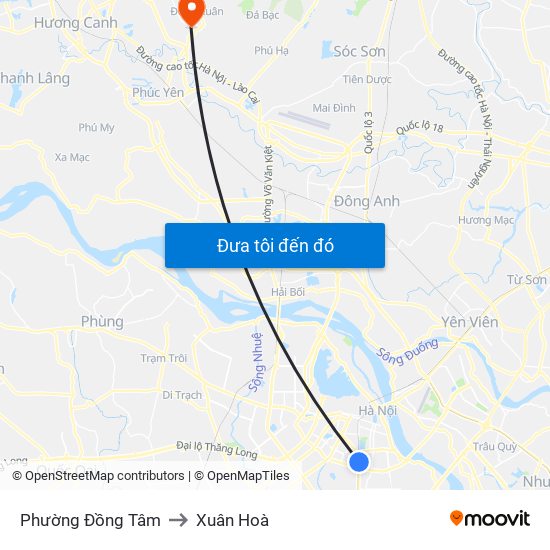 Phường Đồng Tâm to Xuân Hoà map