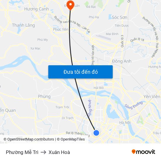 Phường Mễ Trì to Xuân Hoà map
