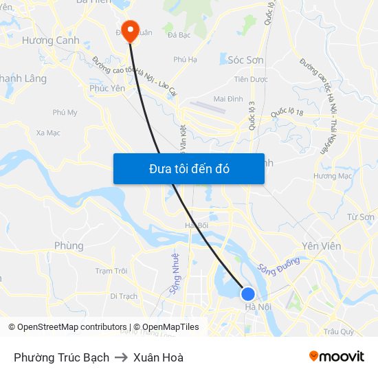 Phường Trúc Bạch to Xuân Hoà map