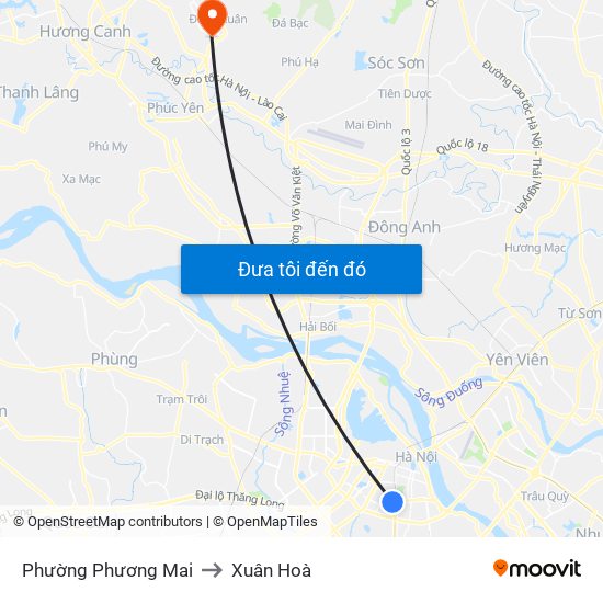 Phường Phương Mai to Xuân Hoà map