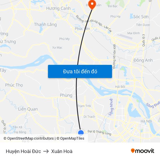 Huyện Hoài Đức to Xuân Hoà map