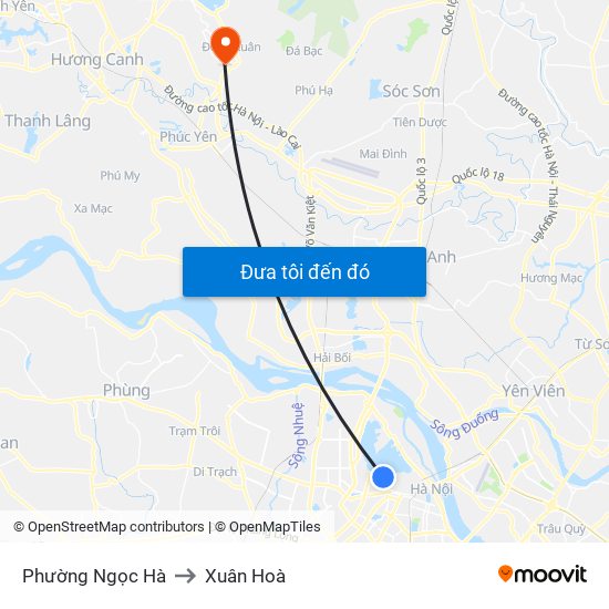 Phường Ngọc Hà to Xuân Hoà map