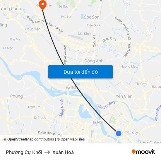 Phường Cự Khối to Xuân Hoà map