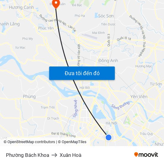 Phường Bách Khoa to Xuân Hoà map