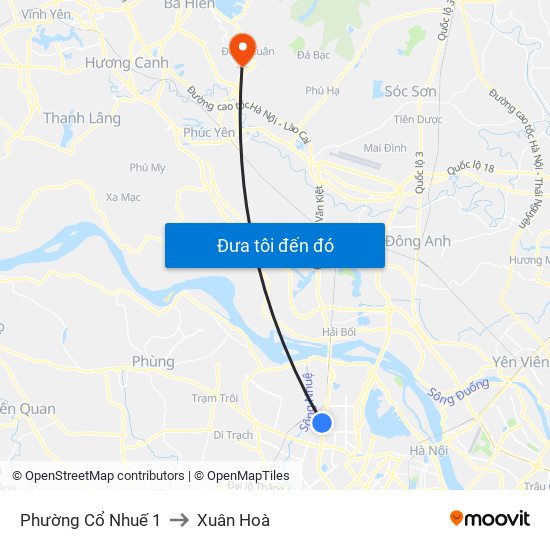 Phường Cổ Nhuế 1 to Xuân Hoà map