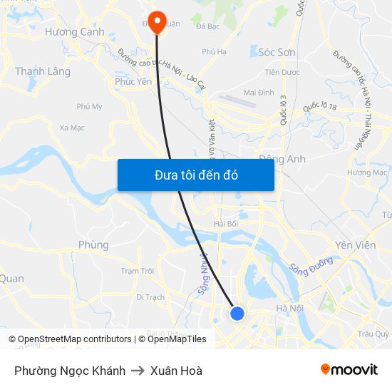 Phường Ngọc Khánh to Xuân Hoà map