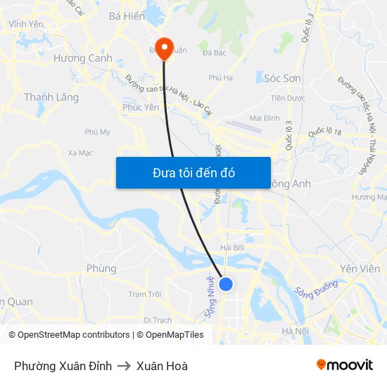 Phường Xuân Đỉnh to Xuân Hoà map