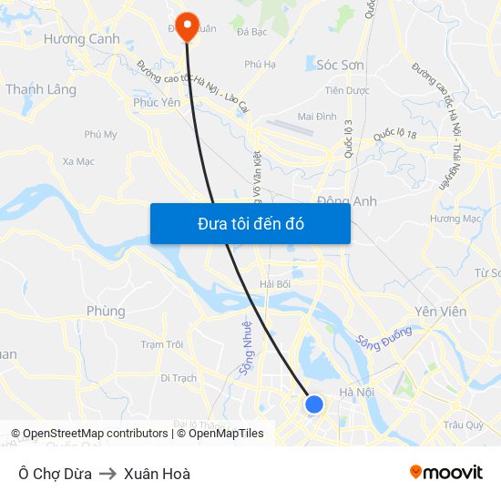 Ô Chợ Dừa to Xuân Hoà map
