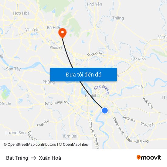 Bát Tràng to Xuân Hoà map