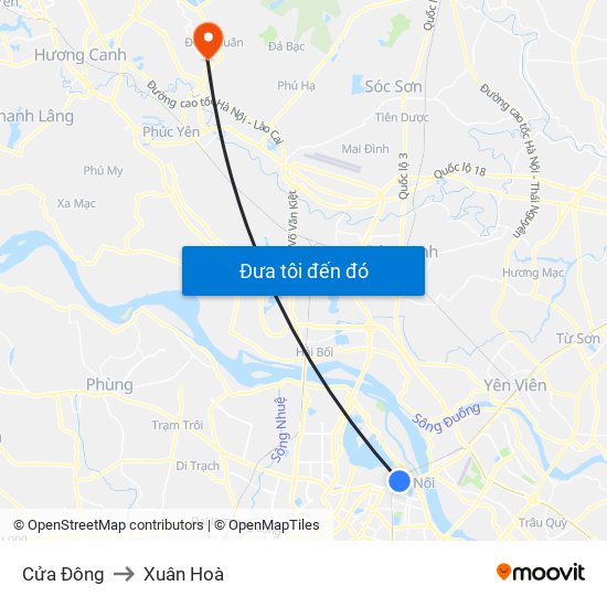 Cửa Đông to Xuân Hoà map