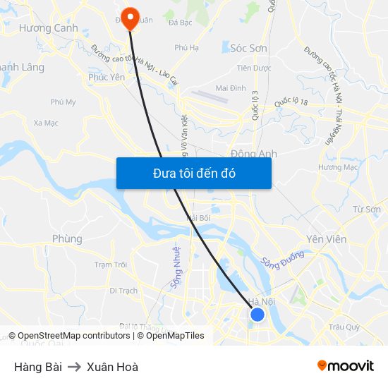Hàng Bài to Xuân Hoà map