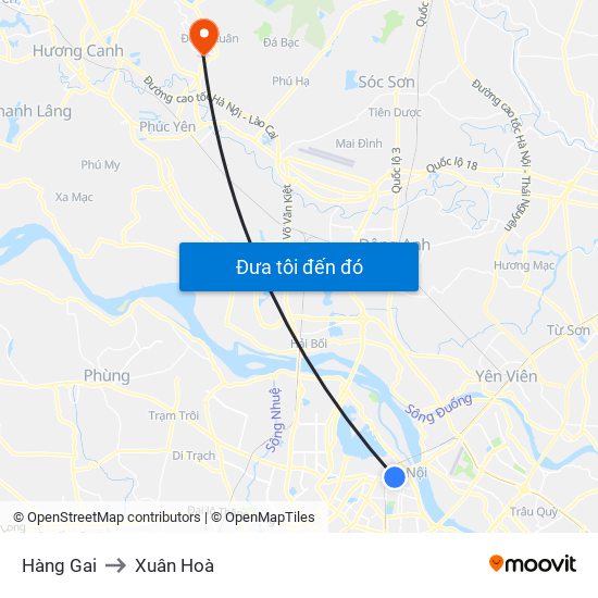 Hàng Gai to Xuân Hoà map