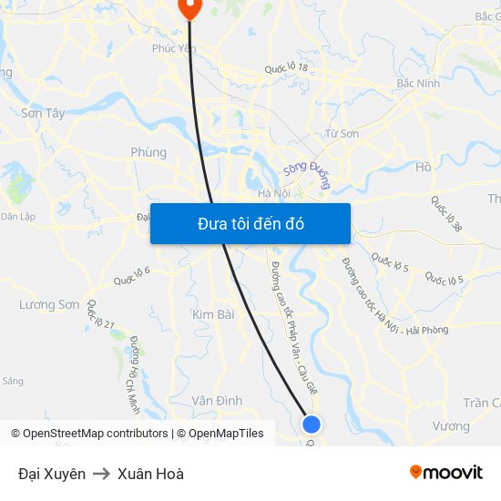 Đại Xuyên to Xuân Hoà map