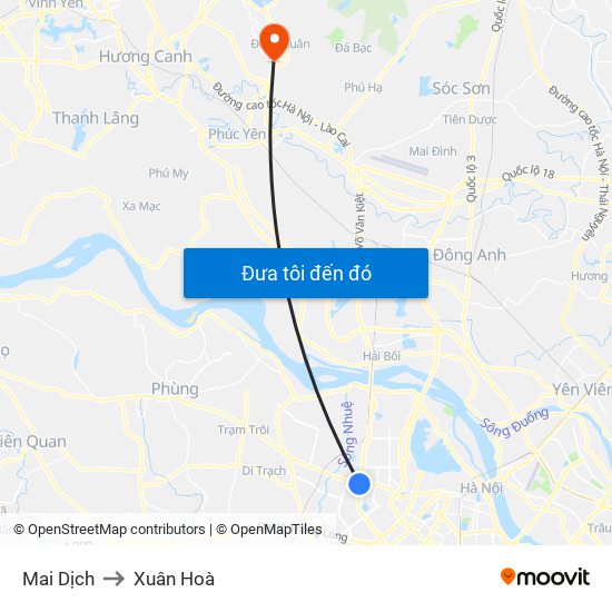 Mai Dịch to Xuân Hoà map