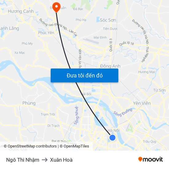 Ngô Thì Nhậm to Xuân Hoà map